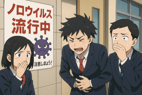 ノロウイルスに感染する学生
