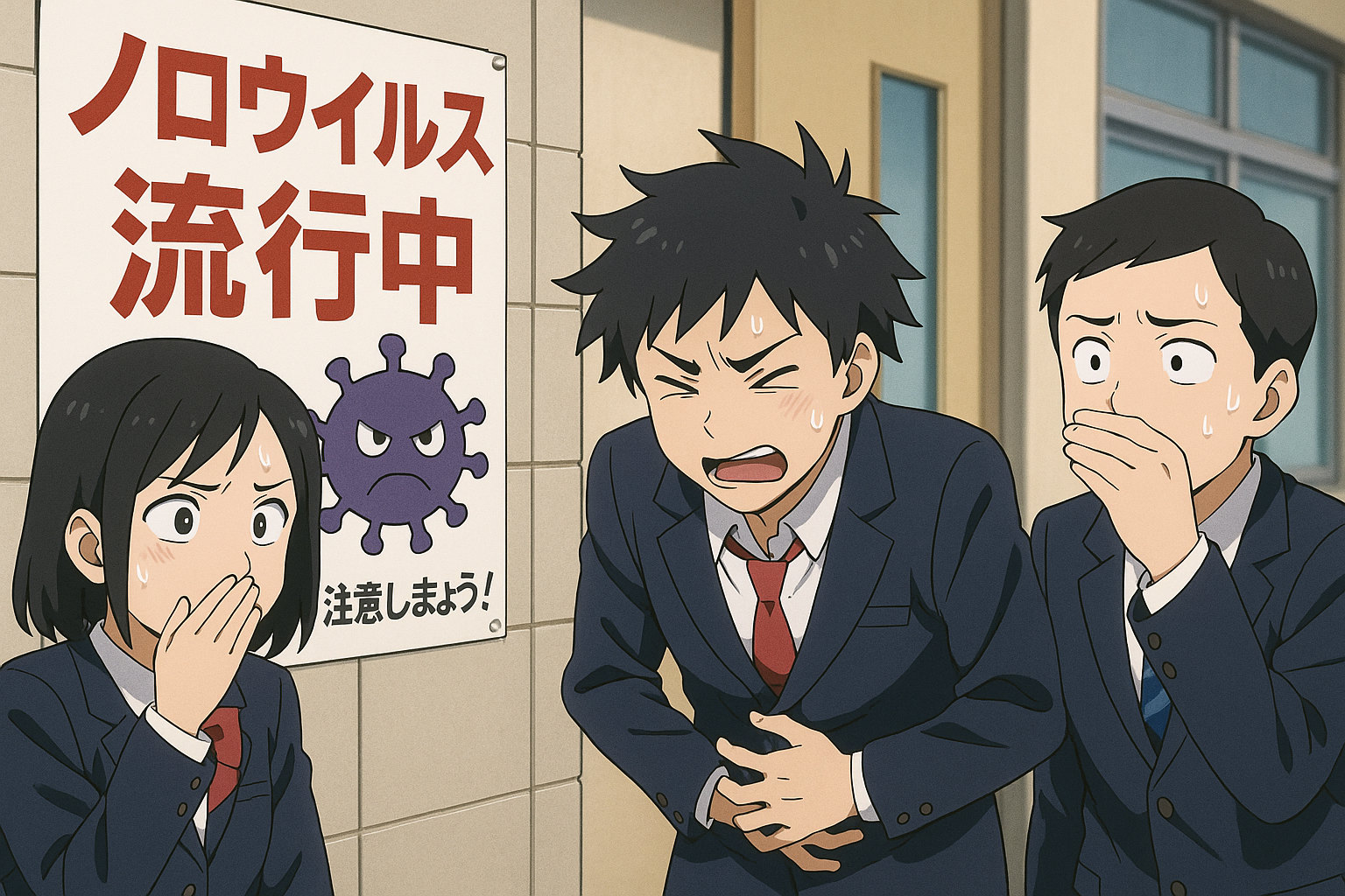 ノロウイルスに感染する学生