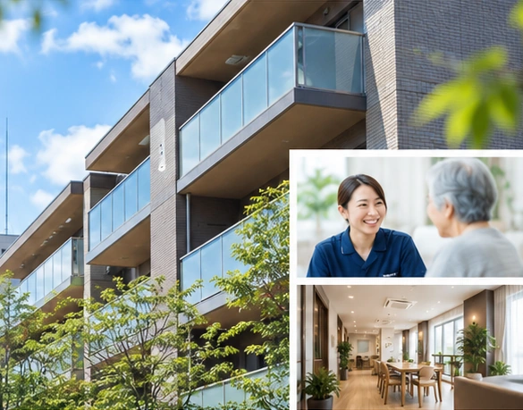 集合住宅を背景に物件の活用について話す様子